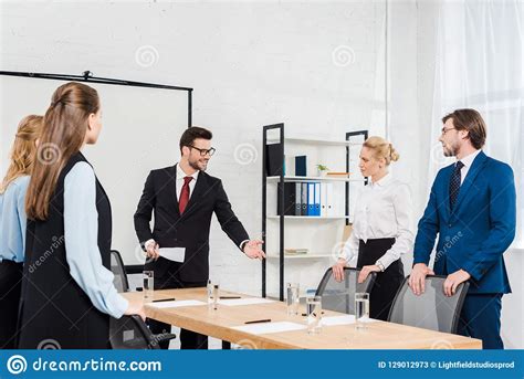 Team Of Boss And Managers Having Conversation Stock Image Image Of