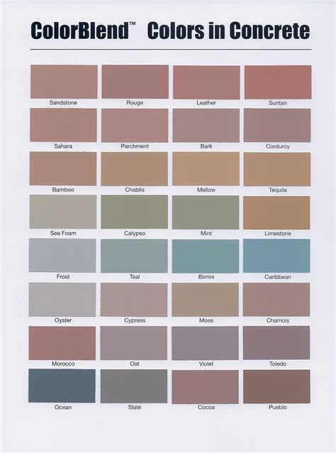Concrete Colour Chart