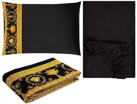 Versace Baroque Medusa Size Bed Sheet Set 4 Pieces Black Border