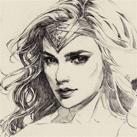 Wonder Woman Drawing Pencil Sketch Colorful Realistic