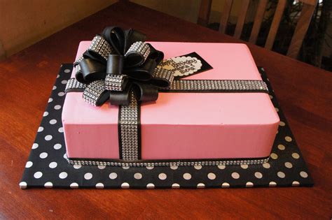 Pink Buttercream T Box Birthday Sheet Cake With Black Bewjeweled