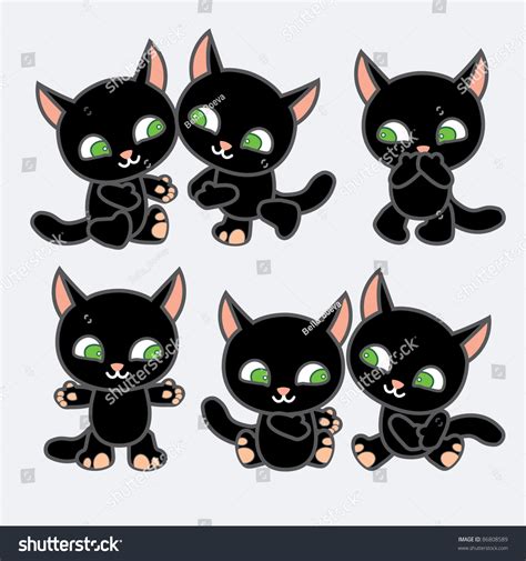 Cartoon Black Cats Stock Vector Illustration 86808589 Shutterstock