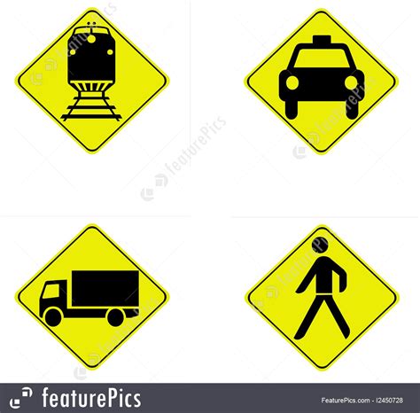 Four Safety Traffic Signs Illustration