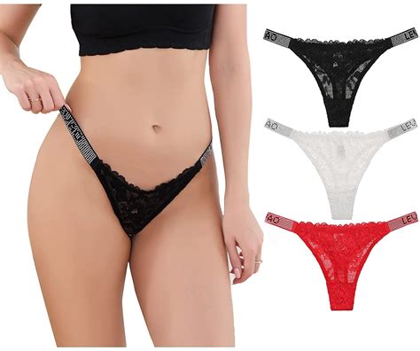 Buy Sexy Panties Levao Thongs For Women Letter Rhinestones G String Low Rise Tanga Stretch