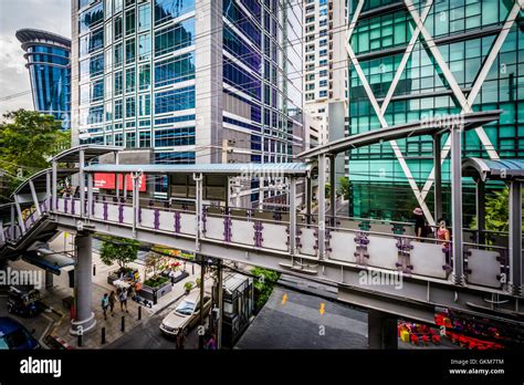 Elevated Walkways And Modern Buildings At Surasak In Bangkok Thailand