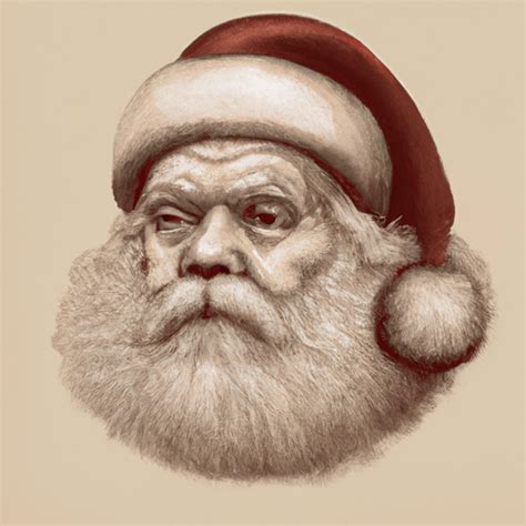 Vintage Santa Head Shot Cartoon Style Realistic Drawing · Creative Fabrica