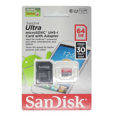 Sandisk Ultra Microsdxc Card Uhs I Class 10 48mbs 64gb With Sd Card