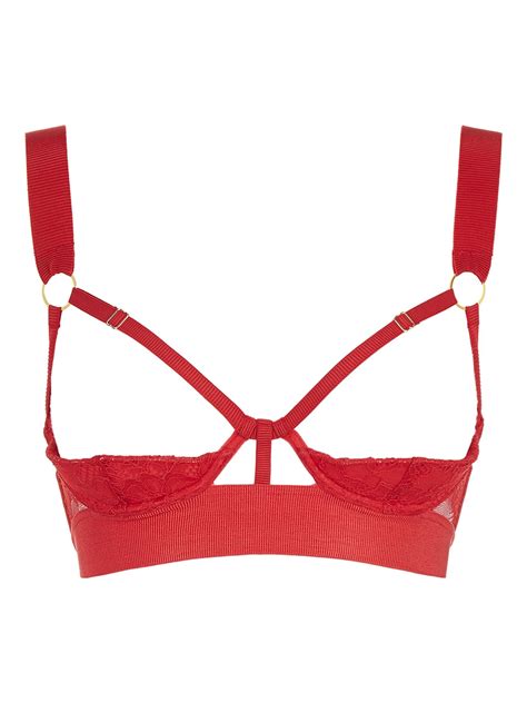 Ann Summers Womens Karleen Quarter Cup Bra Red Lace Sexy Lingerie