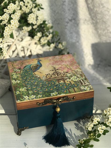 Peacock Jewelry Box Personalized Keepsake Box Hand Unique Etsy