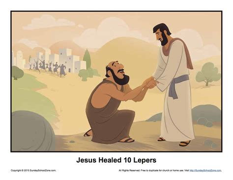 Jesus Healed Ten Lepers Story Illustration Childrens Bible