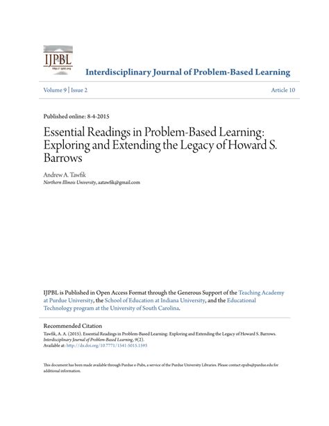 Pdf Essential Readings In Problem Based Learning Exploring And