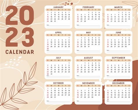 Plantilla De Diseño De Calendario Simple 2023 Vector Premium