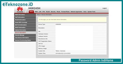 Terlihat username dan password dari routernya. Username & Password Admin Indihome (Huawei, ZTE) - Teknozone.ID