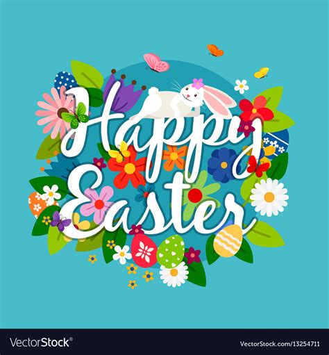 Easter date depends on the first sunday after the first full moon that occurs on or after the vernal equinox. Happy easter card emblem Royalty Free Vector Image