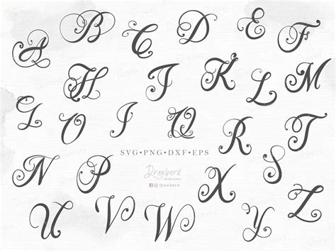 Fancy Letters Svg Cursive Capital Letters Monogram Alphabet Svg