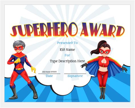 Superhero Award Certificate Templates For Word Download
