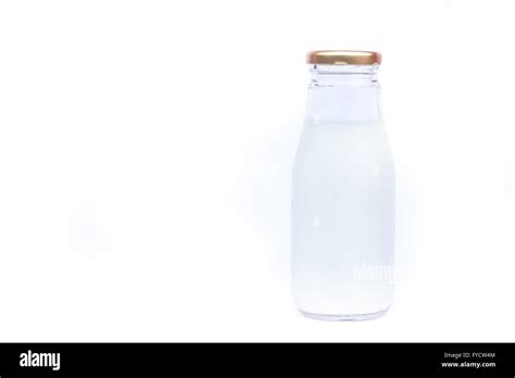 Traditional Glass Milk Bottle On White Background Stock Photo Stock
