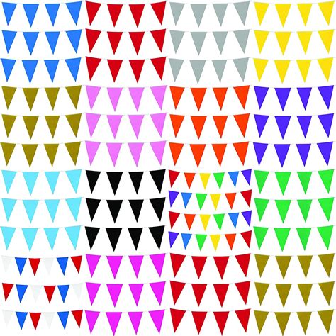 10m Colour Bunting Flags 20 Pennants Party Decorations Plastic Triangle