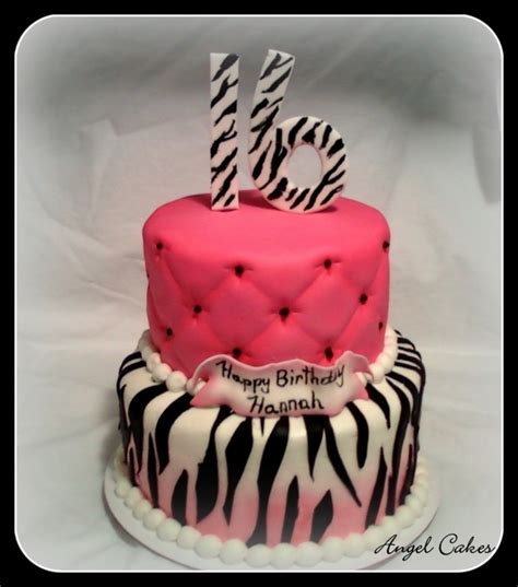 Sweet 16 Pink And Zebra Striped Cake