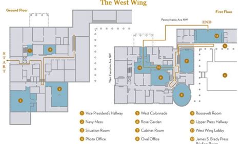 White House West Wing Map Mess Situation Room Rose House