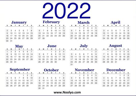 Calendar Printable 2022 A4 Paper Size Blue Calendars