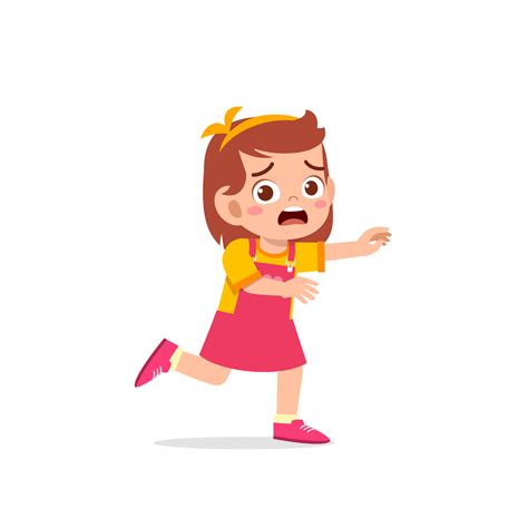 Cute Little Kid Girl Scared And Run Expression Gesture 7942674 Vector