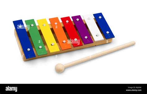 Rainbow Colored Wooden Xylophone Isolated On White Background Stock