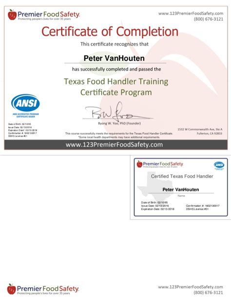 Efoodhandlers' online certificate, permit or license shows the texas public you have been trained on proper food handling and preparation practices. Texas Food Handler Certificate - 1602130017