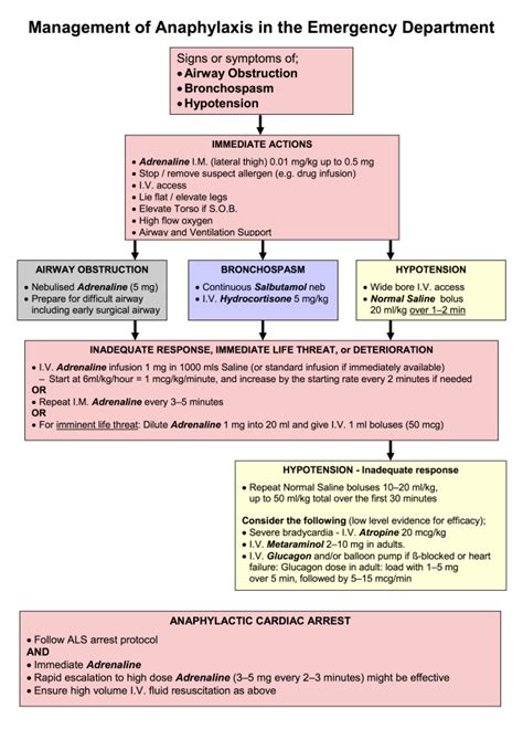Anaphylaxis Management Flow Chart Charlies Ed Emergency Nursing