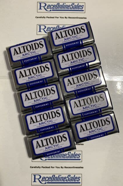 10 Empty Altoids Metal Tins Blue Peppermint Arctic Cool Mint Ebay