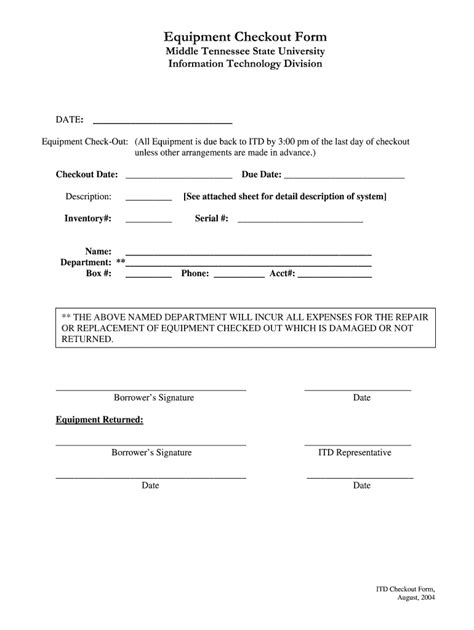 Equipment Checkout Form Fill Out And Sign Online Dochub