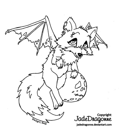 Vampire Fox Lineart By Jadedragonne On Deviantart