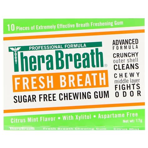 Therabreath Fresh Breath Sugar Free Chewing Gum Citrus Mint Flavor