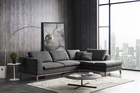 Shades of grey for modern living room decor. Divani Casa Hickman Modern Dark Grey Fabric Sectional Sofa ...