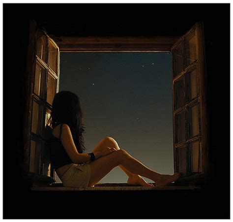 Girl Night Stars And Window Image 113232 On