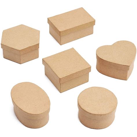 6 Packs Mini Paper Mache T Boxes With Lids Thick Paper Board For