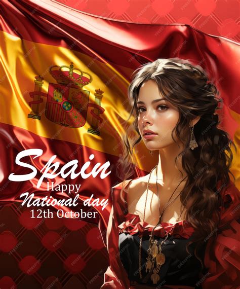 Premium Ai Image A Spanish Women In Front Of A Spain Flag Social