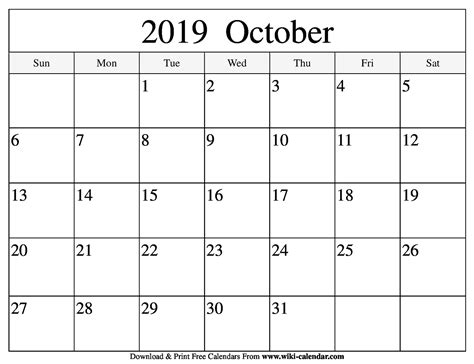 Printable Calendar Without Dates 2020 Printable Calendar With