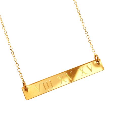 Personalized Gold Bar Necklace Nameplate Engraved Custom Etsy