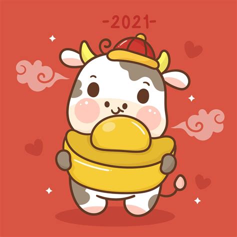 Zodiac Of Ox Cartoon Animal Character Traditional Happy Chinese New