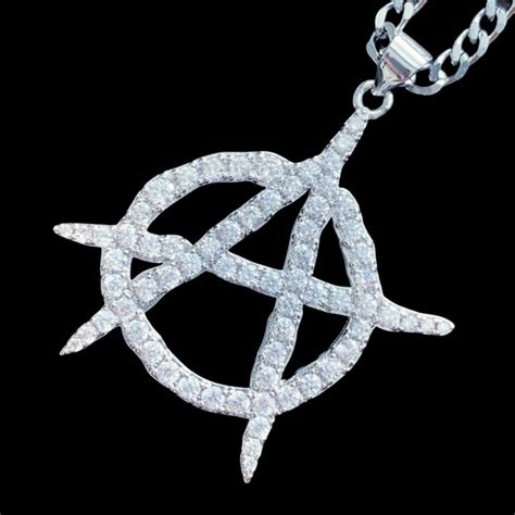 Anarchy Chain Iced Out Cubic Zirconia Lil Peep Necklace Etsy