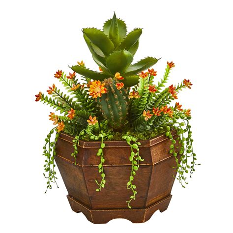 Nearly Natural 16 Inch Succulent Garden Artificial Plant In Decorative