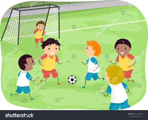 Illustration Featuring Group Boys Playing Soccer Stock Vector 215209672