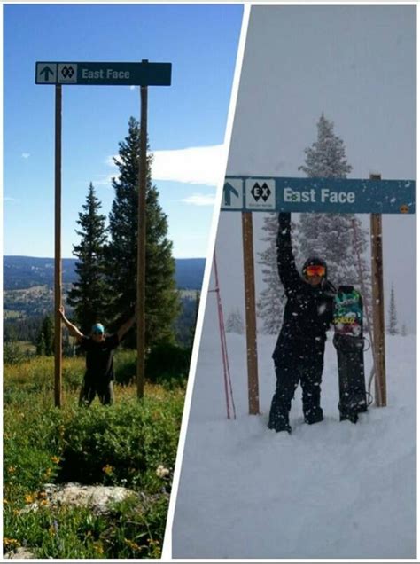 Ski Trail Sign In Summer And Winter Rpics