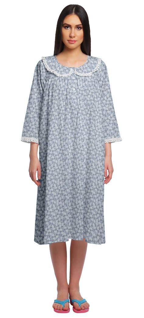 Moomaya Womens Printed Nightdress Knee Length Cotton Sleepwear Short Gown