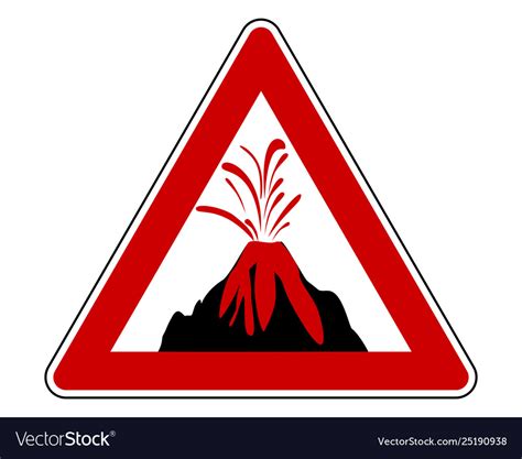 Traffic Warning Sign Volcanic Eruption Royalty Free Vector