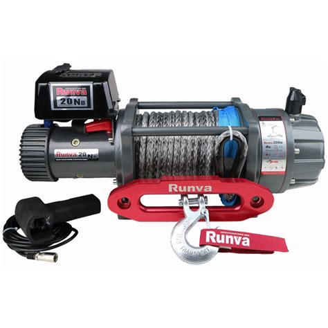 runva ewb20000 premium 24v 20000lb electric winch with synthetic rope waterproof ebay