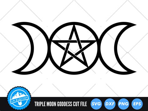 Triple Moon Goddess Pentagram Svg Wiccan Cut File Pagan Svg By Ld