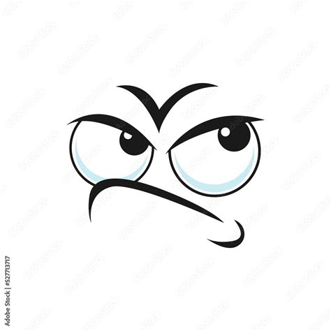 Cartoon Thoughtful Or Grumpy Face Vector Funny Thinking Emoji Tense