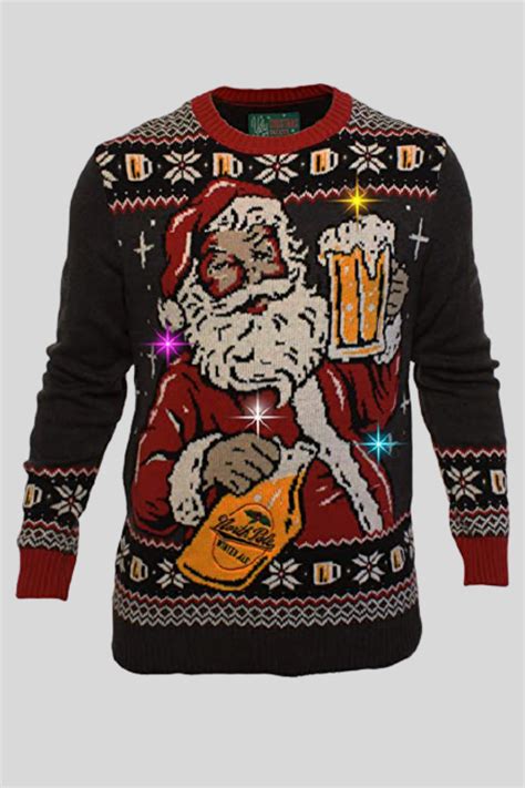 Add A Little Festive Spark With This Santa Drinking Beer Light Up Christmas Jumper The Jumper